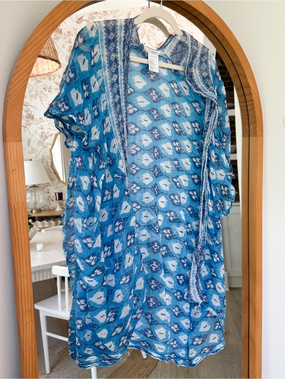 Subtle Luxury Blue and Teal Sheer Printed Kimono